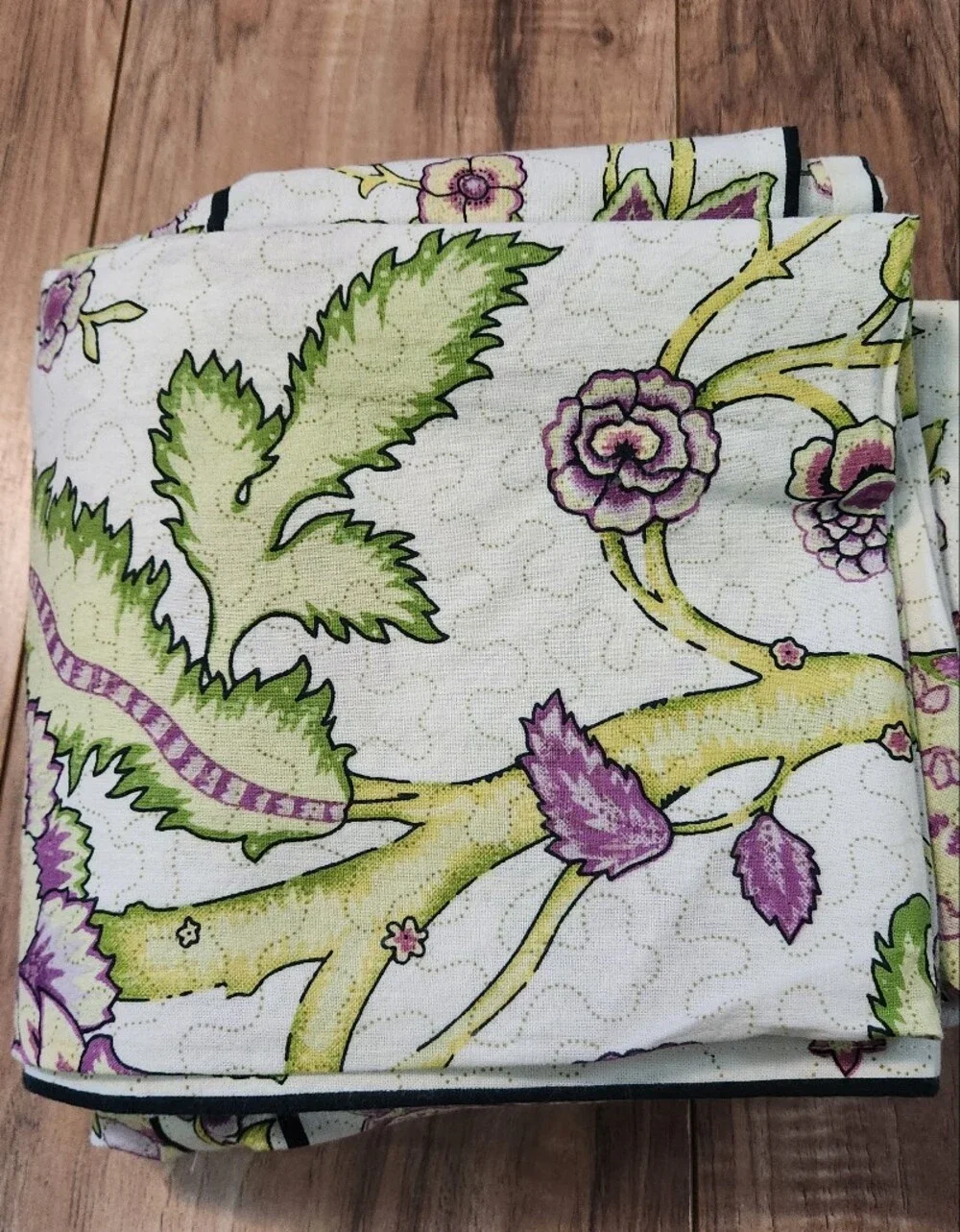 April Cornell Long Table Floral Purple Green Cotton Tablecloth Cover Cottagecore